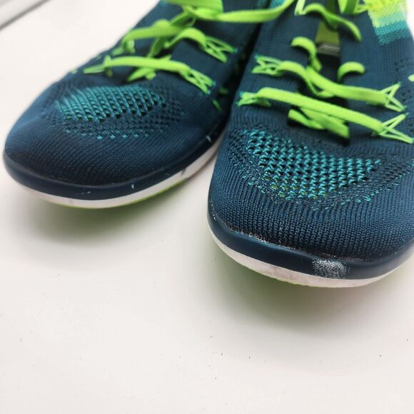 Nike Free Run Motion Flyknit Running Shoes Lightweight Womens Size 8 Blue Green - Picture 7 of 8